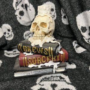 Halloween Skull Candle Witch Book Decor